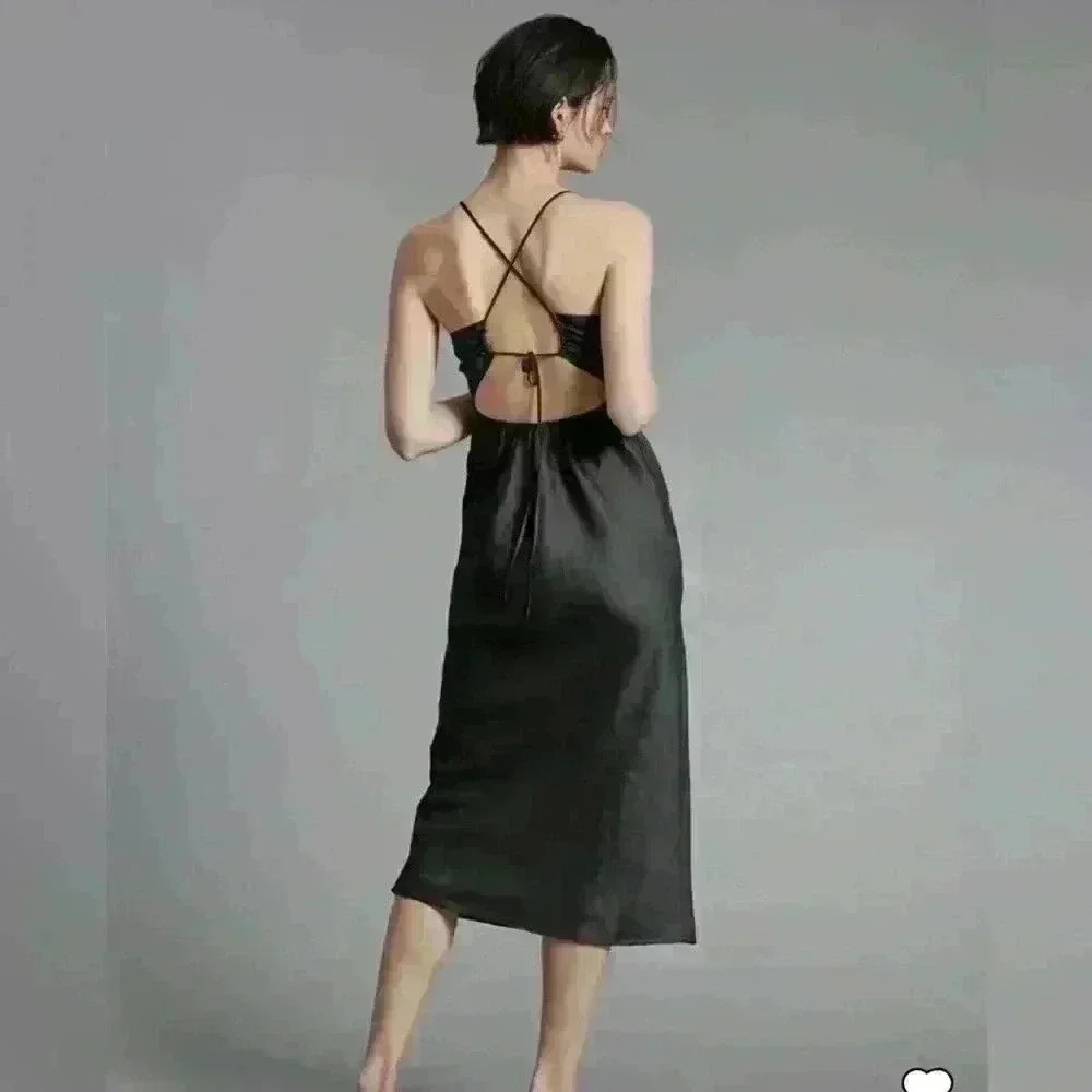 & Other Stories Open-Back 100% Linen Strappy Dress